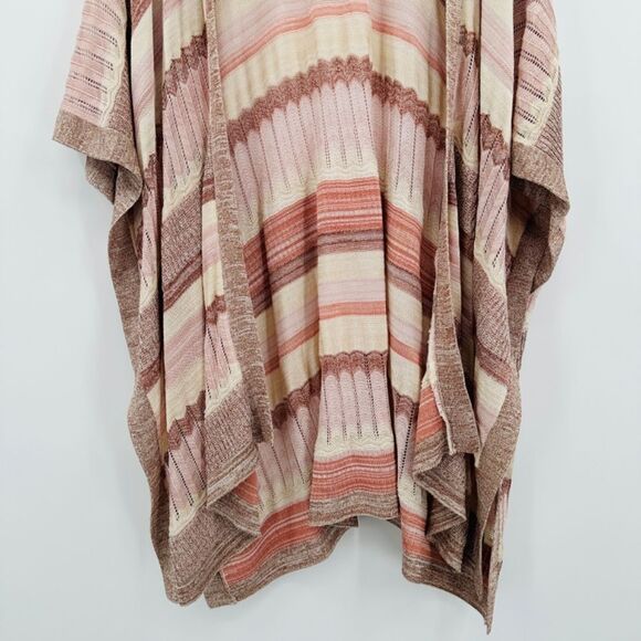 Chico’s Size Large/XL Pink Shimmer Shine Stripe Ruana Wrap Cardigan - Picture 6 of 11